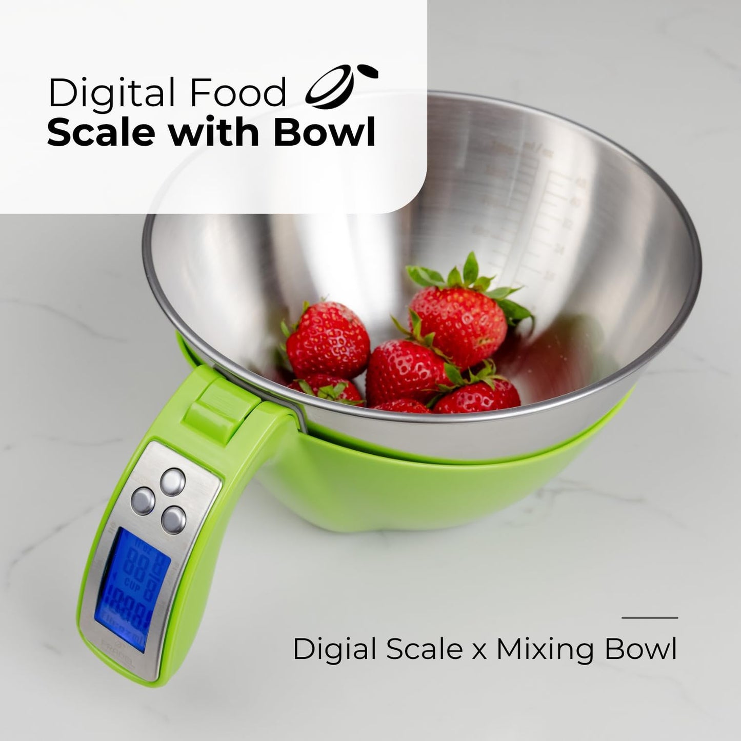 Fradel Digital Kitchen Food Scale with Bowl - 11lb, Grams & Ounces - Removable, Dishwasher-Safe Mixing Bowl - Black