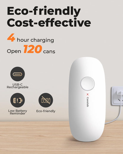Canslab Ultrablde SE - USB Rechargeable Electric Can Opener for Kitchen for Seniors with Arthritis- Cordless Battery Powered Automatic, Side Cut, Smooth Edge, Handsfree, for Small or Large Cans, Grey