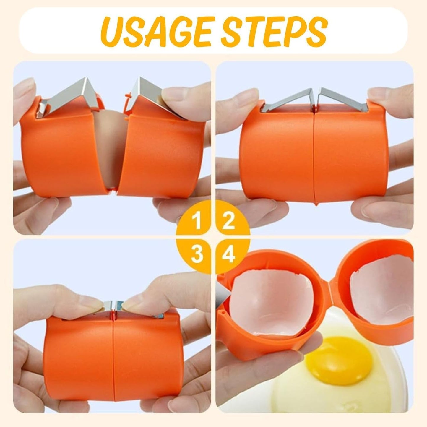 3PCS Egg Shell Opener Egg Separator Stainless Steel Egg Peeler for Eggs, Easy Raw Egg Cracker & Boiled Egg Slicer, Kitchen Gadgets for Baking Breakfast