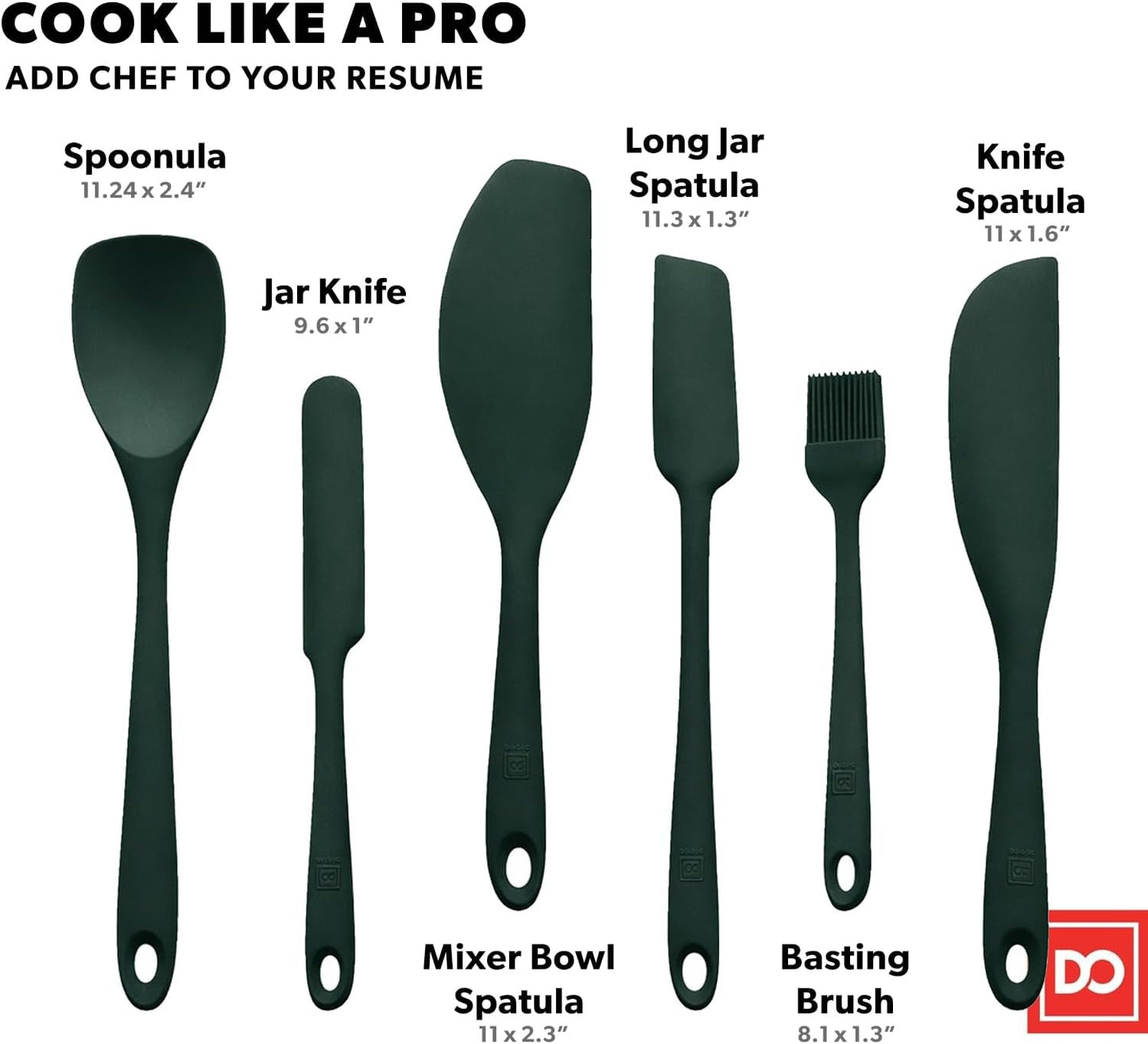 All New DI ORO 6-Piece Silicone Spatula Set - Rubber Kitchen Utensils for Baking, Cooking & Mixing - Heat-Resistant 600°F BPA Free Spatulas for Nonstick Cookware - Dishwasher Safe (Black)