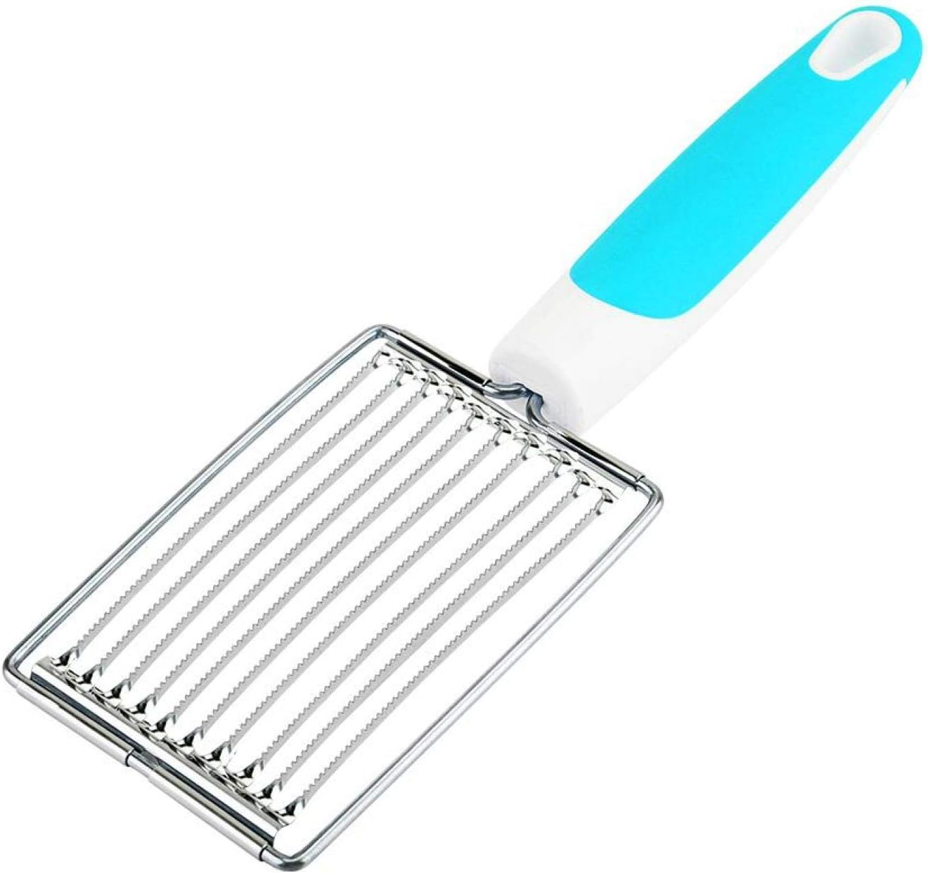 Luncheon Meat Cutter, Stainless Steel Luncheon Meat Cutter Tomato Slicer Fruits Cutter Luncheon Meat Slicer with Handle Cheese Boiled Egg Ham Tomato Serrated Slicing Knife (Blue)