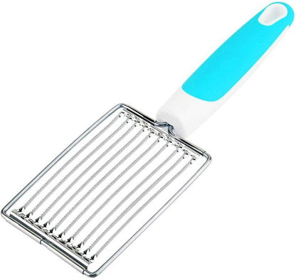 Luncheon Meat Cutter, Stainless Steel Luncheon Meat Cutter Tomato Slicer Fruits Cutter Luncheon Meat Slicer with Handle Cheese Boiled Egg Ham Tomato Serrated Slicing Knife (Blue)