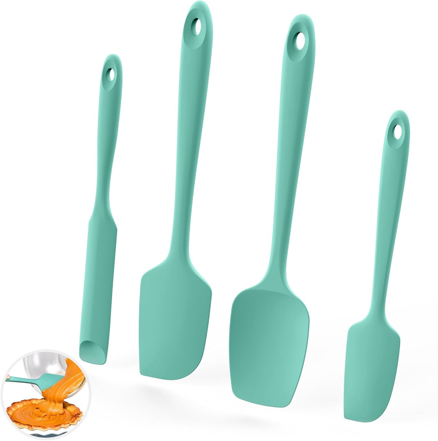 U-Taste 600ºF Heat Resistant Silicone Spatulas: Flexible Food-Grade Silicon Baking Scraper, Kitchen Cooking Mixing Utensils with Upgraded Sturdy Handle Tip for Nonstick Cookware (4-Pc., Midnight Blue)