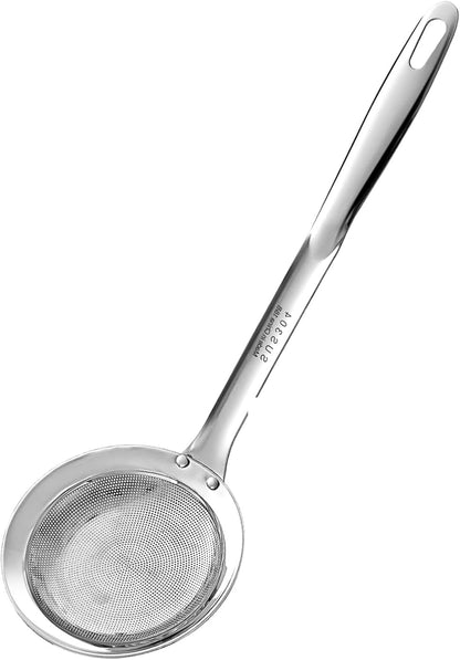Ugotit Skimmer Spoon Stainless Steel, Fine Mesh Strainer for Cooking, Fat Skimmer & Hot Pot Skimmer, Dishwasher Safe Kitchen Gadget (DIA 3.5Inch)