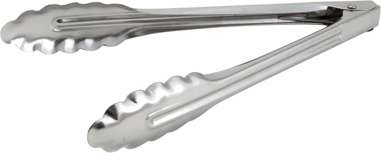 Winco Stainless Steel, Coiled Spring Utility Tong Heavyweight, 12-Inch, Medium