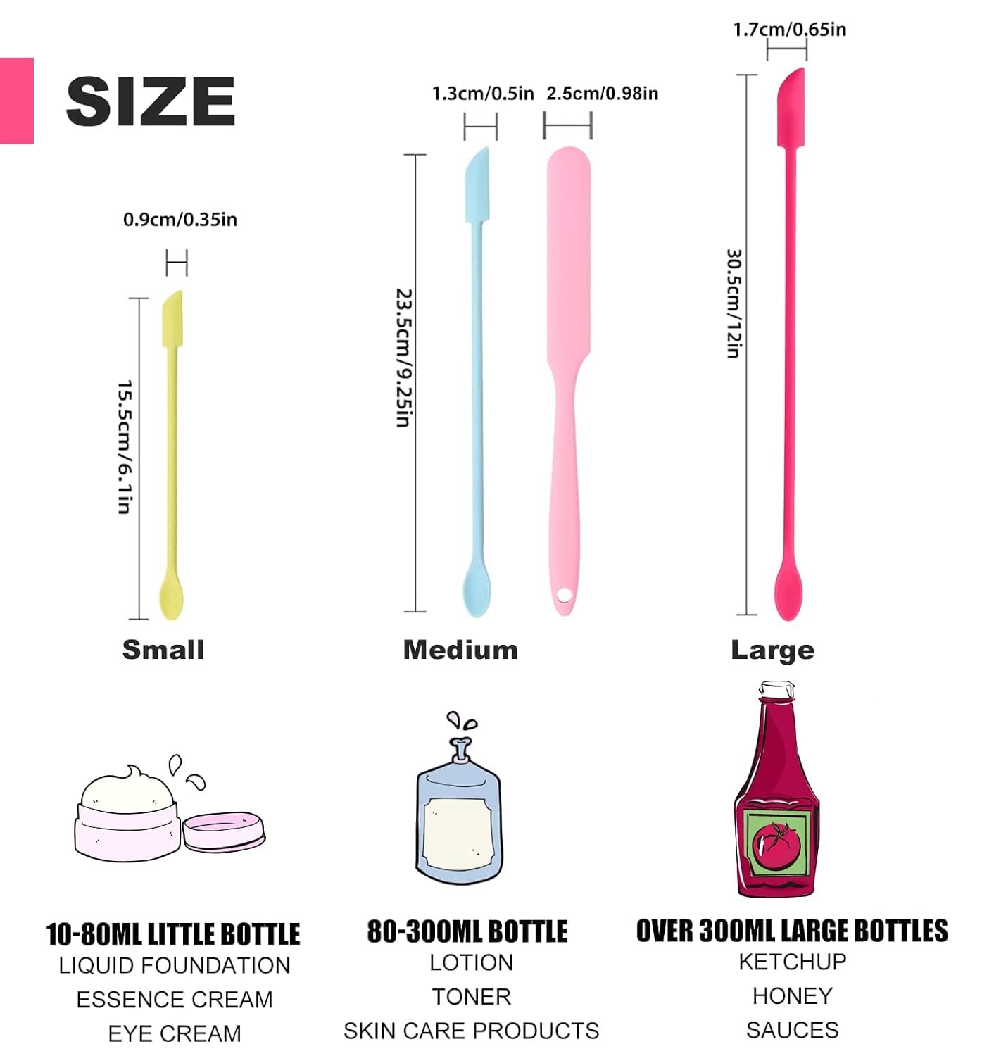 Mini Spatula Silicone Spatula Set, 4pcs Small Makeup Scrapers for Cosmetics, Reusable Beauty Tiny Tools, Thin Jar Scraper, Get Last of Makeup Out