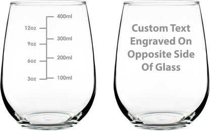 Wine Measuring Cup - Stemless Wine Glass - Engraved Measurement Lines for Portion Control - Ounces and Metric - Large 17 Ounce