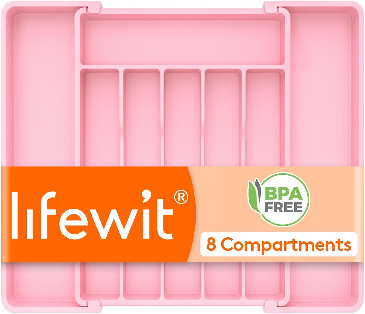 Lifewit Silverware Drawer Organizer, Expandable Utensil Tray for Kitchen, BPA Free Flatware and Cutlery Holder, Adjustable Plastic Storage for Spoons Forks Knives, 11-18 x 14", Black