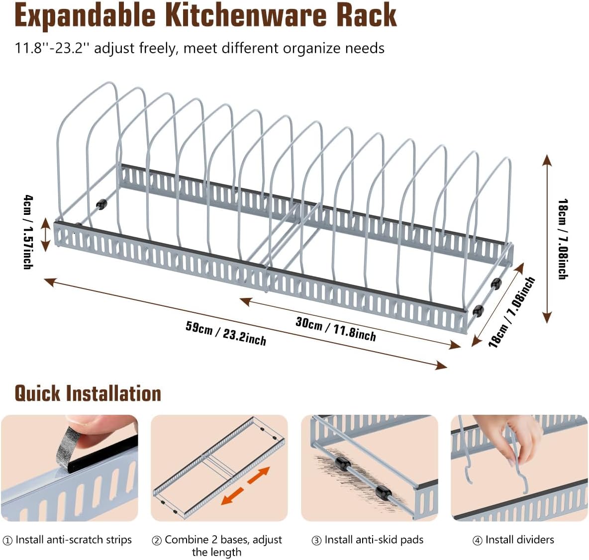 Housolution Cutting Board Organizer Rack, Expandable Baking Tray and Cookie Sheet Organizer with 14 Adjustable Dividers, Bakeware Muffin Tin Cupcake Pan Storage Organizer for Cabinet, Black