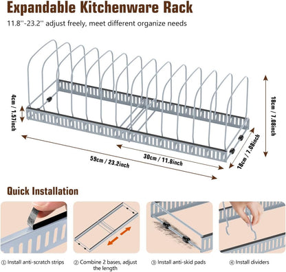 Housolution Cutting Board Organizer Rack, Expandable Baking Tray and Cookie Sheet Organizer with 14 Adjustable Dividers, Bakeware Muffin Tin Cupcake Pan Storage Organizer for Cabinet, Black