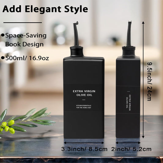 Olive Oil Dispenser Bottle for Kitchen 16.9oz, UV-Blocking Oil and Vinegar Dispenser Set, Soy Sauce Dispenser, Space Saving Design for Countertop (Green, 2pcs)
