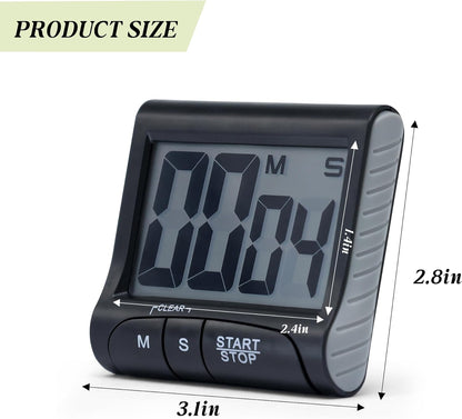 Large LCD Display Kitchen Timer -Magnetic Digital Timers,Loud Alarm,Memory and Fast Forward Function,Cooking Timers for Kitchen,Gym, Meeting, Classroom,Study,Work,Outdoor Activities(Black)