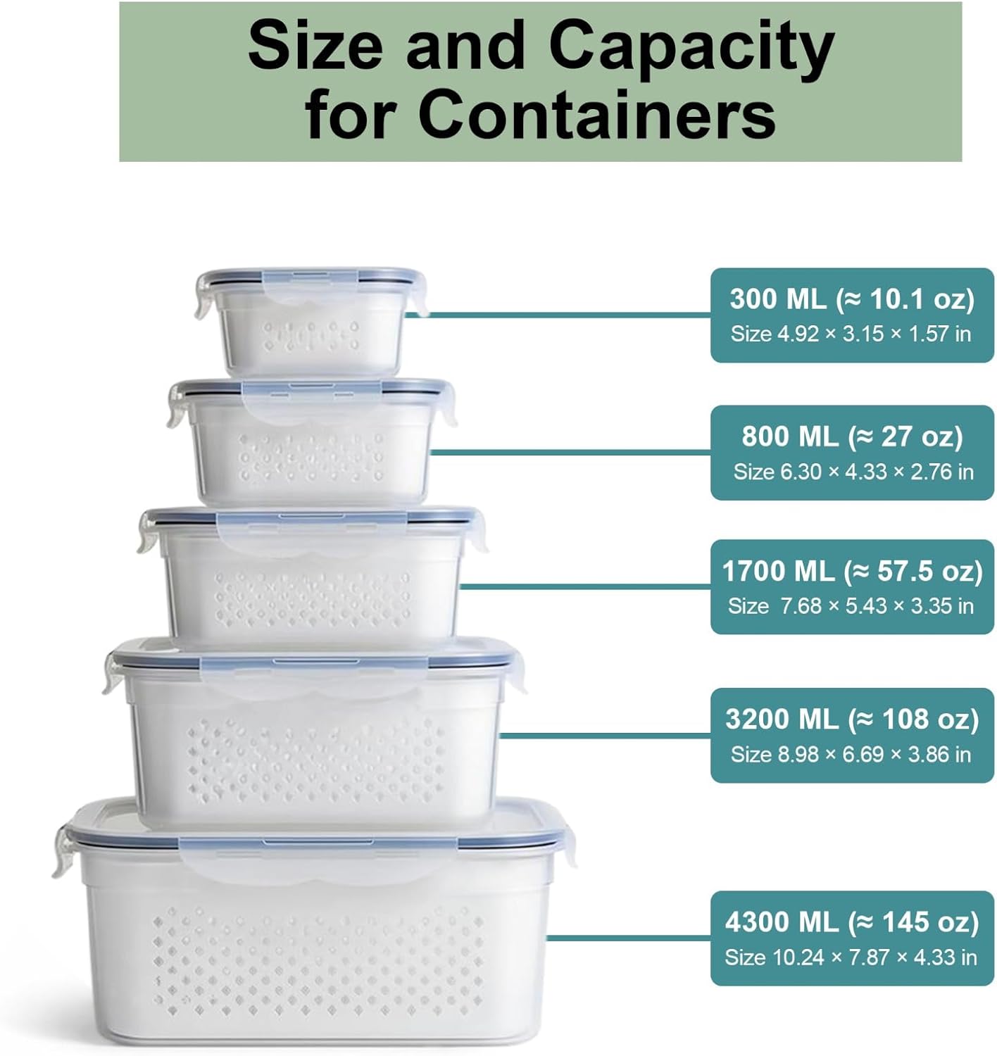 RockBerry 50 Pcs Large Food Storage Containers with Lids Airtight-85 OZ to small Containers-Total 526OZ Stackable Kitchen Set -BPA Free Leak proof containers- Freezer Microwave safe