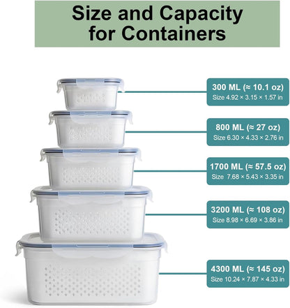 RockBerry 50 Pcs Large Food Storage Containers with Lids Airtight-85 OZ to small Containers-Total 526OZ Stackable Kitchen Set -BPA Free Leak proof containers- Freezer Microwave safe