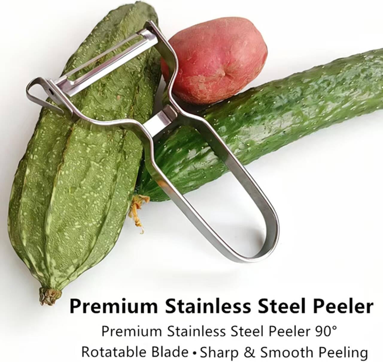 Ultra Sharp Y Stainless Steel Peeler, 90° Swivel Blade Vegetable Fruit Peeler for Kitchen, All Metal Apple Potato Peeler with Eye Remover