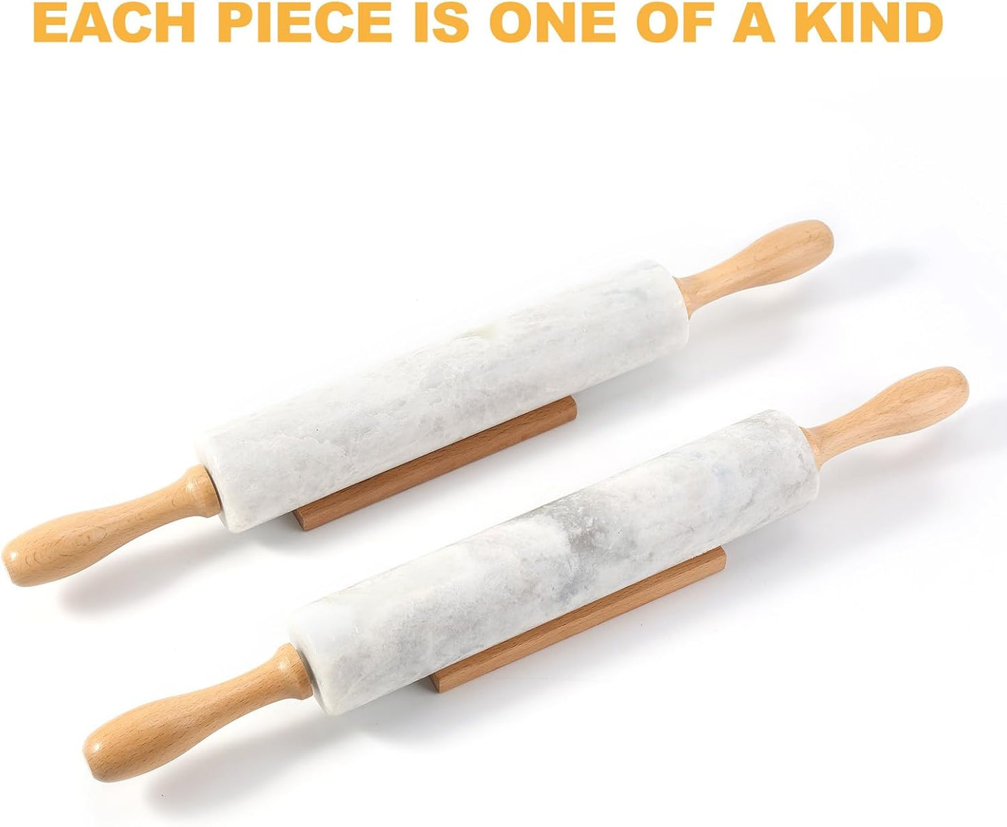 Koville African Natural Marble Rolling Pin, Non-Stick Polished Dough Roller, Pasta, Dumpling, Fondant, Pie Crust, Bread, Pizza Dough, Kitchen Baking Pastry Tools with Mat/Scraper（Namib Fantasy）