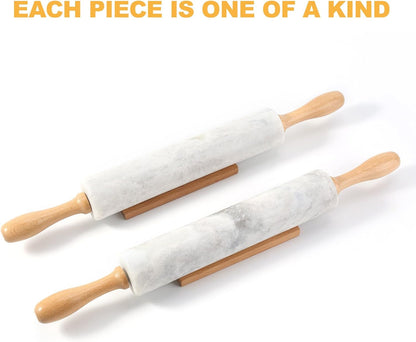 Koville African Natural Marble Rolling Pin, Non-Stick Polished Dough Roller, Pasta, Dumpling, Fondant, Pie Crust, Bread, Pizza Dough, Kitchen Baking Pastry Tools with Mat/Scraper（Namib Fantasy）