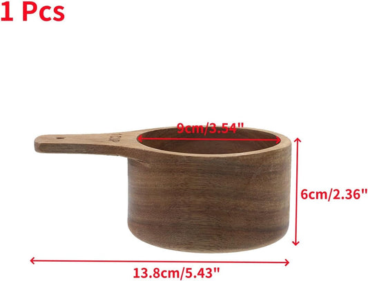Oedema 2 Pcs Wooden Measuring Cup 1/4 Cup Mini Coffee Scoop Kitchen Measure Tool Measuring Spoon for Coffee Beans Tea