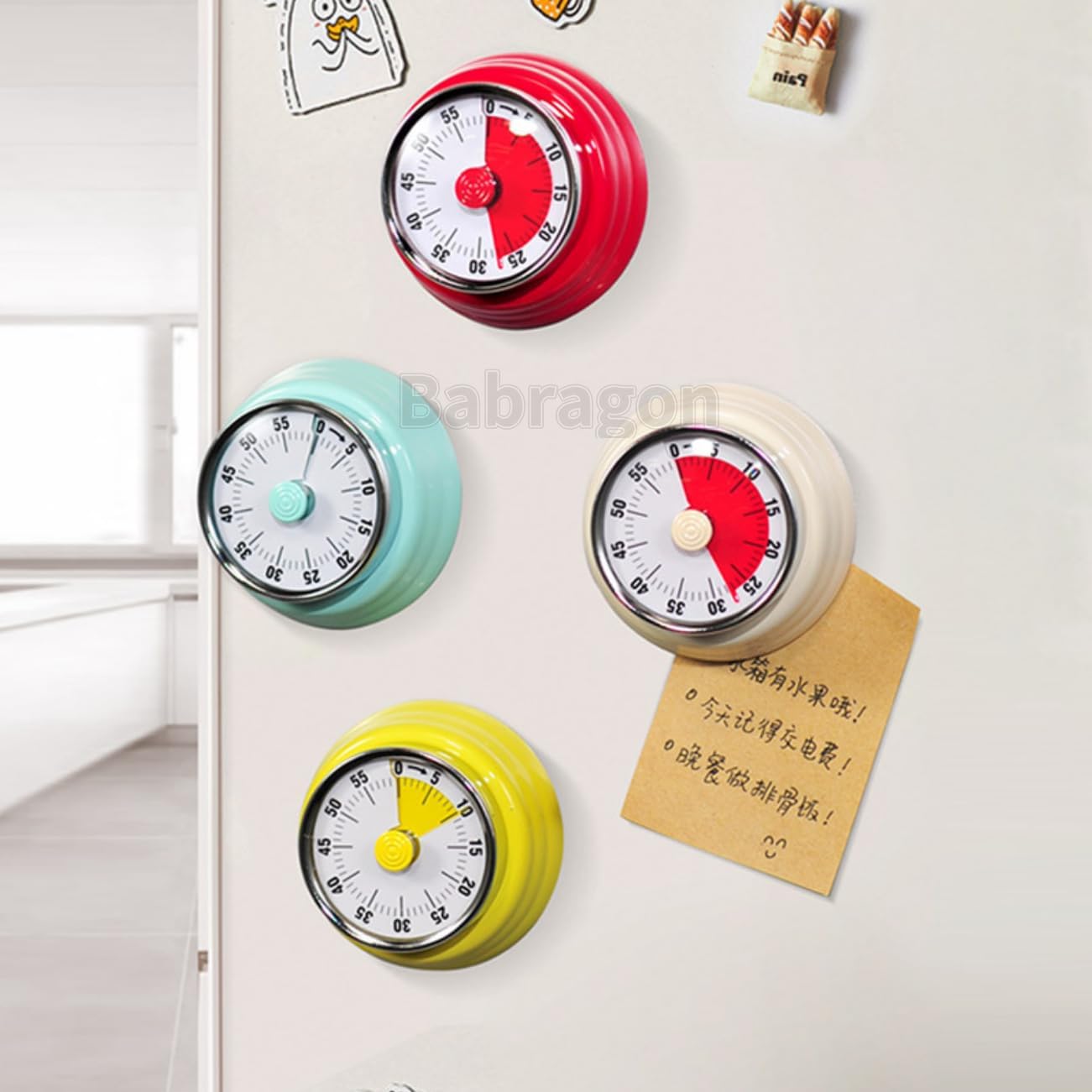 Kitchen Timer, Magnetic Visual Countdown Timer with Loud 72dB Alarm Mechanical Analog Dial for Cooking Baking Home Gym Office