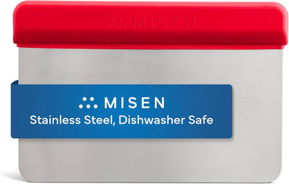Misen Stainless Steel Bench Scraper - Versatile Food Scraper with Walnut Handle - Ideal for Kitchen, Pastry & Dough - Durable Cutting Board Scraper Tool - Effortless Transfer into Pots & Pans -Walnut