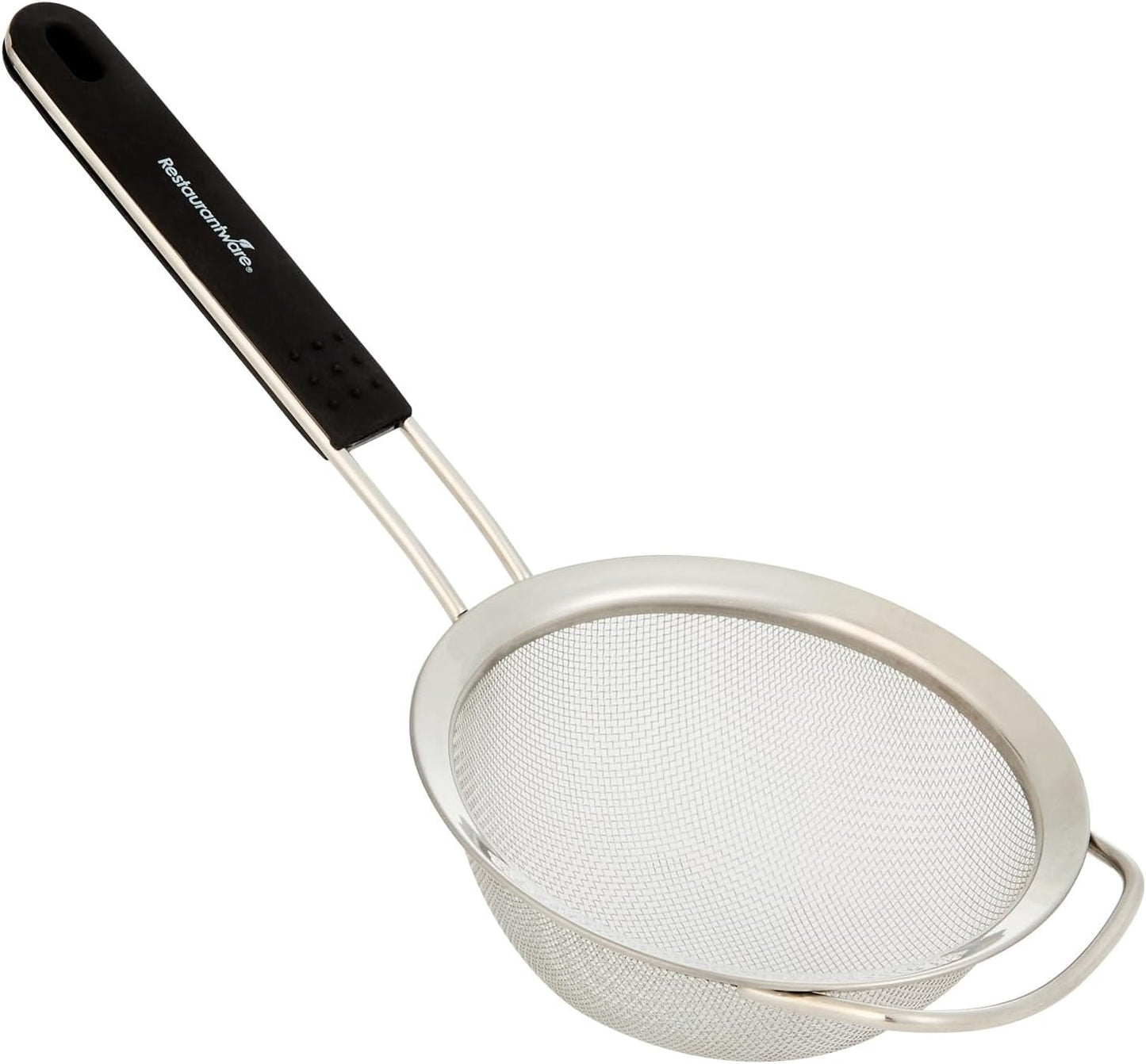 Restaurantware Fine Mesh Strainer Set of 3 Different Sizes with Silicone Handle Stainless Steel Extra Fine Mesh Strainer Heat-Resistant Handle Dishwasher-Safe for Rice, Quinoa, Pasta