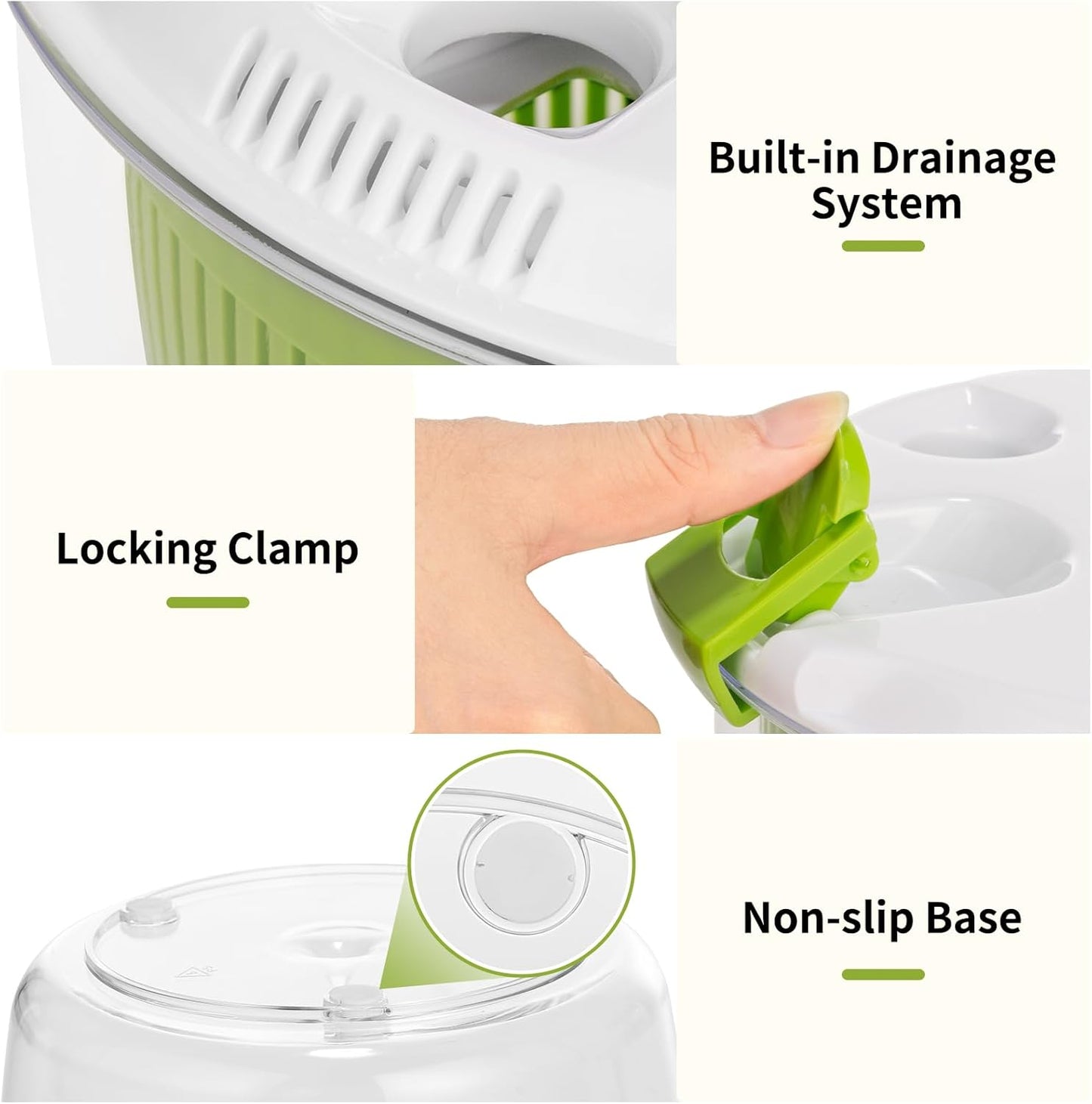 Salad Spinner, Fruit and Vegetable Washer, Spin and Dry Salad Greens, 3 QT Lettuce Spinner with Bowl and Mesh Basket