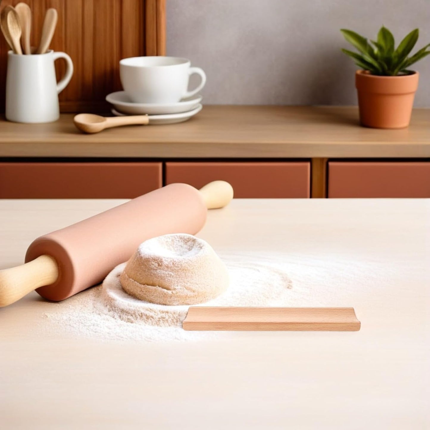 Garneck 2pcs Natural Wood Rolling Pin Stand for Baking Fit Cradle for Pizza Roller Dough Roller Space-saving Kitchen Display Rack Resistant to Stains and Easy to Clean