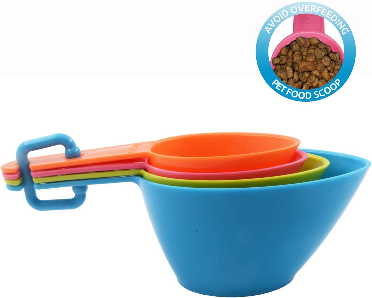 HINMAY Pet Food Scoops Plastic Measuring Cups Set for Dog Cat and Bird Food (Random Color)