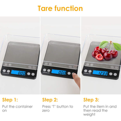 GDEALER Food Scale, 0.001oz/0.01g Precise Digital Kitchen Scale Gram Scales Weight Food Coffee Scale Digital Scales for Cooking Baking Stainless Steel Back-lit LCD Display Pocket Small Scale, Silver