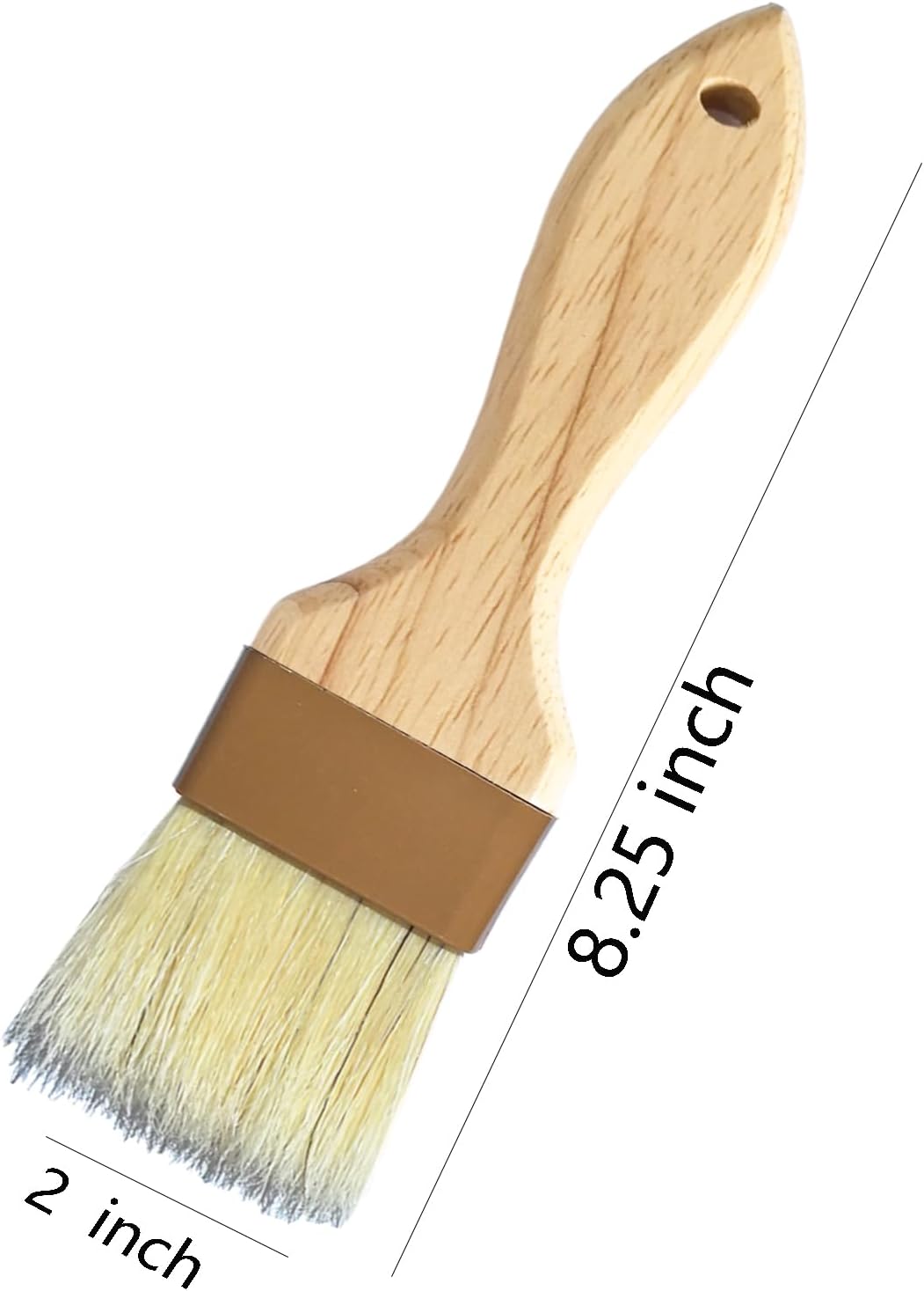 2 Inch Natural Boar Bristle Pastry Basting Brush Set - Wooden Handle Non-Shedding, Food Grade Cooking Brush for Butter, Egg Wash, Oil, Sauce, Baking (2 Pack)