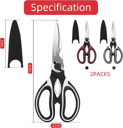 Kitchen Scissor For General Use 2-Packs,Heavy Duty Kitchen Raptor Meat Shears,Dishwasher Safe Cooking Scissors,Stainless Steel Multi-function Scissors For Food,Chicken,Poultry,Fish,Herbs
