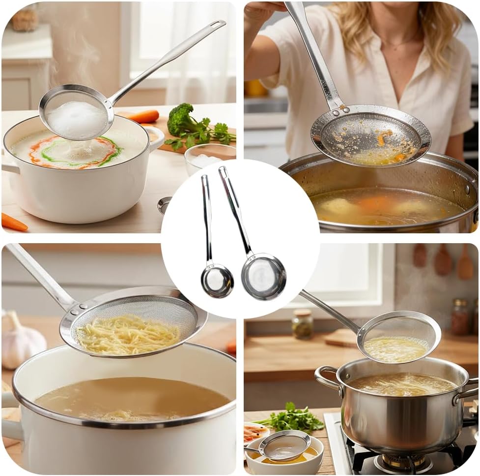 Fine Mesh Stainless Steel Colander，2025 Stainless Steel Filter,Durable Multi-Functional Kitchen Cooking Net Strainer (2-Piece Set),Strainers Fine Mesh，Profesional Stainless Strainer.