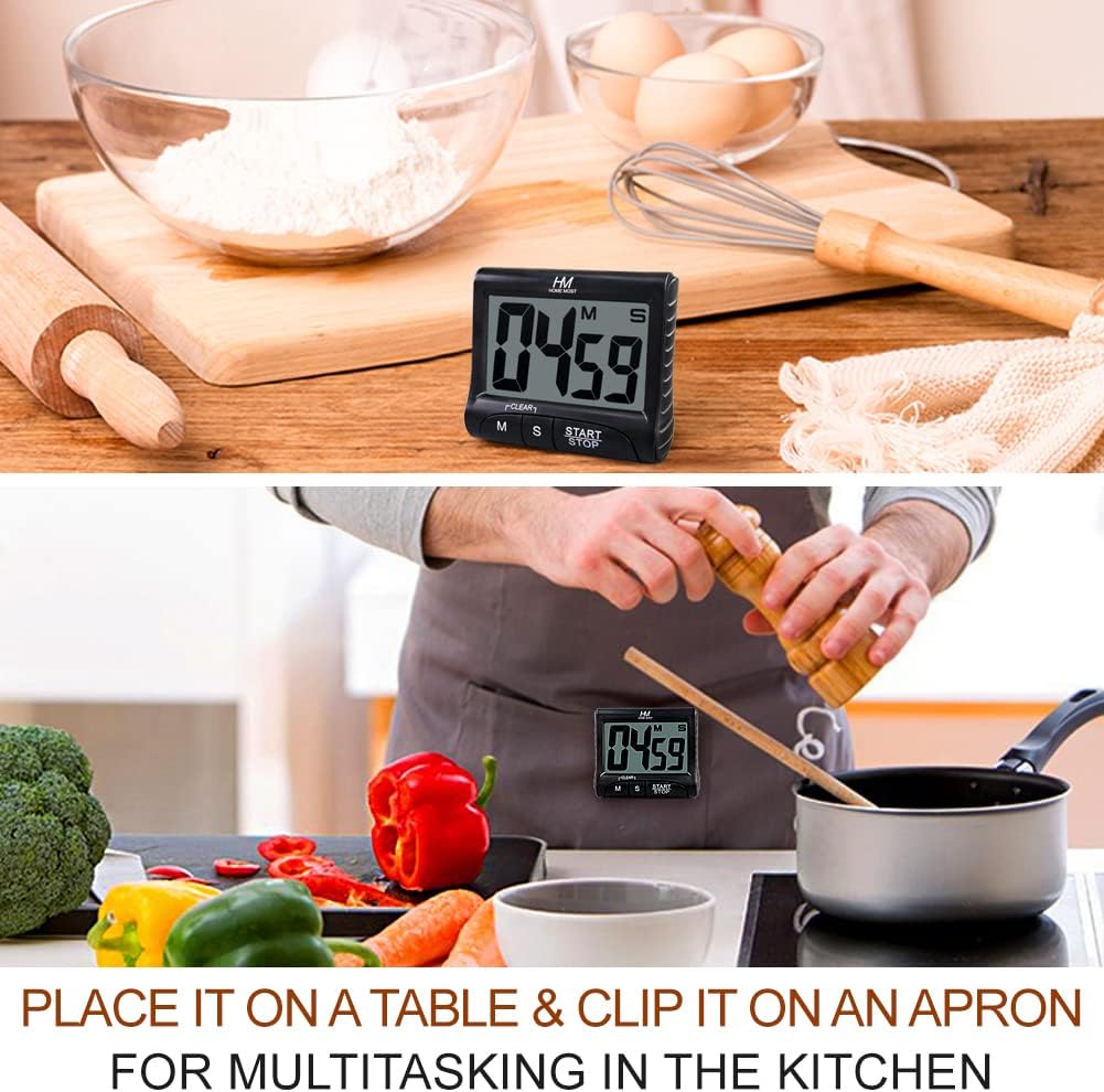 3" Large Display Kitchen Timer - Digital Timer Magnetic Back Loud Alarm On A Rope- White Cooking Timers For Kitchen Teachers Students Games Kids Meetings- Sports Timers For Workouts Exercise