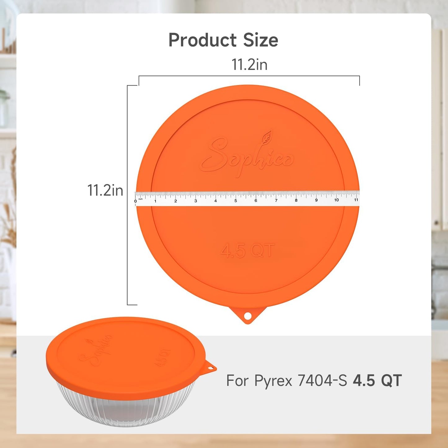 SOPHICO Silicone Replacement Lids for Pyrex Sculpted Glass & Tinted Glass Bowls Mixing Bowls（4 size）