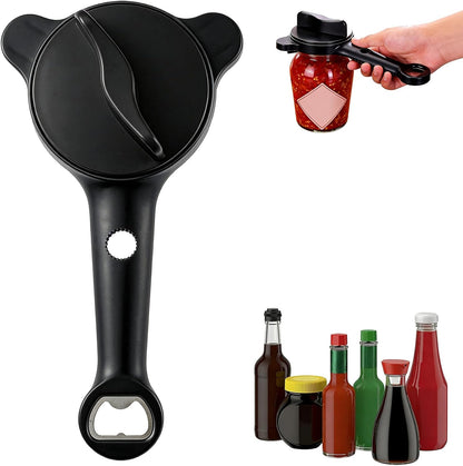 4 in 1 Multi-Purpose Jar Opener,Magnetic Stainless Steel Can Opener with Ergonomic Handle,Multi Size Lid Tool for Jars Cans Wine Bottles, Home Kitchen Helper(Beige)