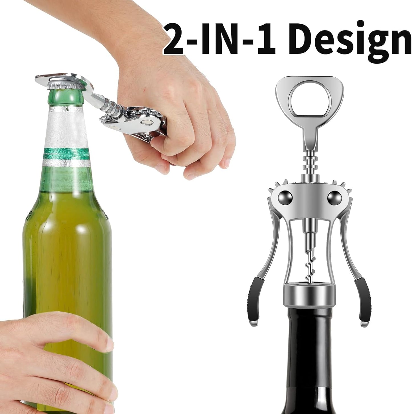 10PCS Wing Corkscrew Wine Opener Bulk,2IN1 Cork Screw Wine Bottle Opener Manual with Beer Bottles Opener Stainless Steel Wine Openers Tool for Wedding Party Favors Groomsmen Waiters Bartenders Servers