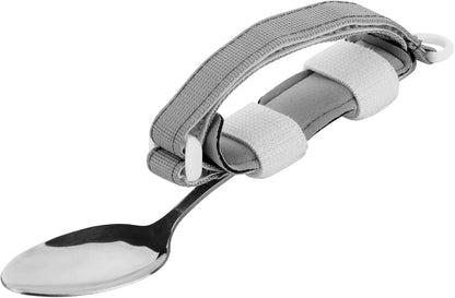 Beautyflier Spoon Fork Universal Cuff Utensil Adjustable Holder Strap for Holding Cutlery, Pens, Toothbrushes for Elderly or Individuals with Weak Grip (Black, Large Size)