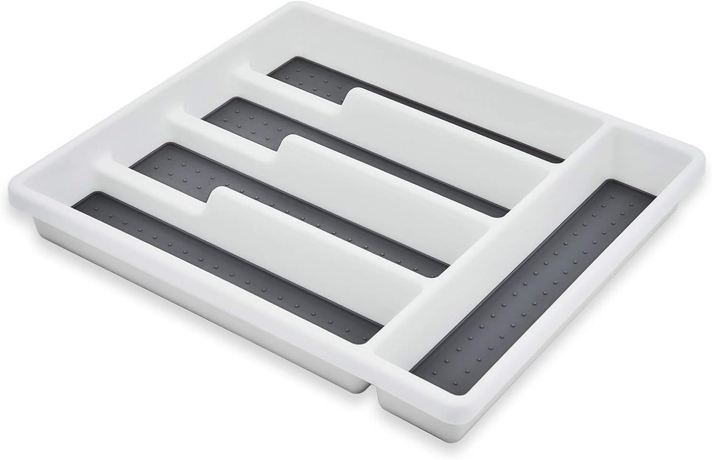 HaWare Silverware Tray for Drawer with Five Sections, Flatware Organizer/Cutlery Holder with Soft Grip Lining and Non-slip Rubber Feet, Multi-Purpose Storage for Kitchen, Office, Bathroom Supplies