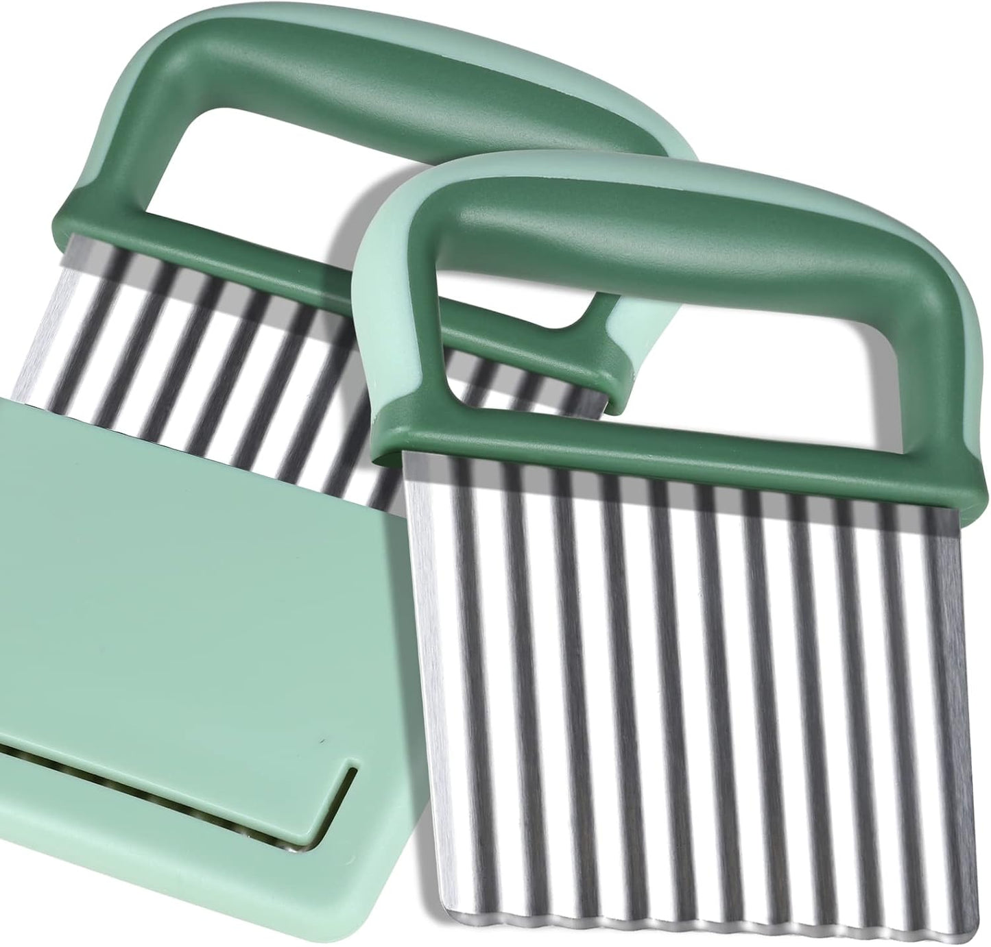 HNYYZL Crinkle Cutter,Wavy Crinkle Cutter Stainless Steel 2 PCS,Wavy Knife,Cutting Tool for Veggies,French Fry Potatoes