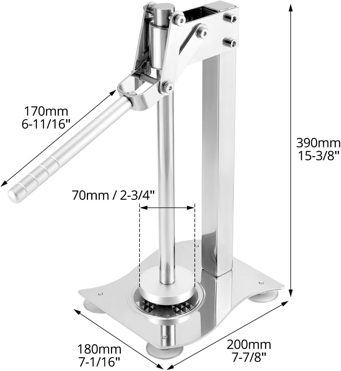 QWORK Heavy Duty Manual Desktop Lemon Juicer, 304 Stainless Steel Multifunctional Orange Juicer Fruit and Nut Crusher with Non-Slip Handle