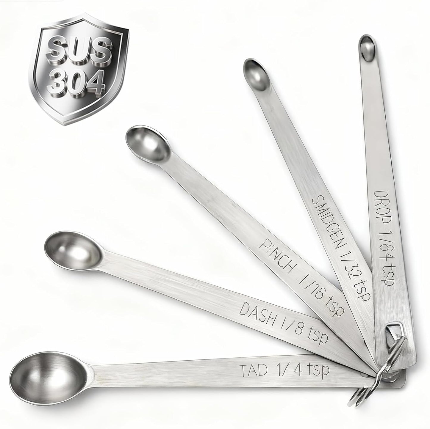 Mini Measuring Spoons Set, 18/8 Stainless Steel Teaspoon for Cooking and Baking, Suitable for Small Amount of Dry or Liquid Ingredients and Spices