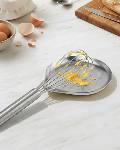 VanlonPro Stainless Steel Spoon Rest, Spatula Ladle Holder, Stainless Steel Utensil Spoon Rest Holder, Brushed Finish, Dishwasher Safe 9.8 x 3.7 Inch (Silver 1PC)