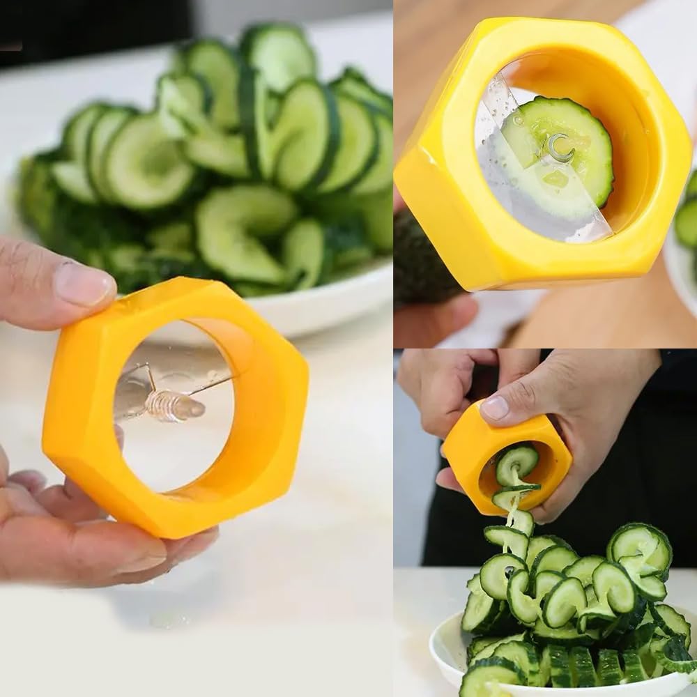 2 Pack Zucchini Spiralizer Slicer Cutter Zucchini Noodle Maker Portable Small Cucumber Spiral Slicer for Zucchini Spirals Veggie Pasta Spaghetti Cucumbers Vegetable Zucchinis Veggies