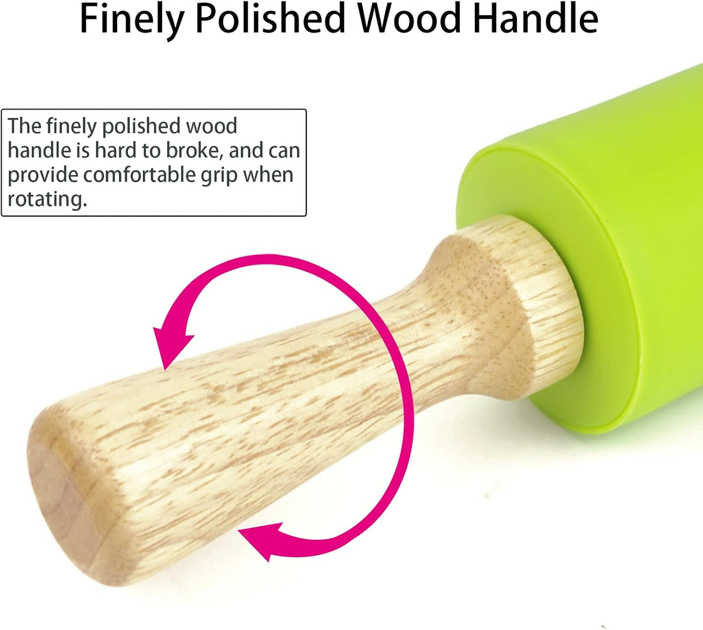 Silicone Rolling Pin for Baking Non-stick Rolling Pin Dough Roller Wooden Handle Kitchen Accessories Pastry Roller