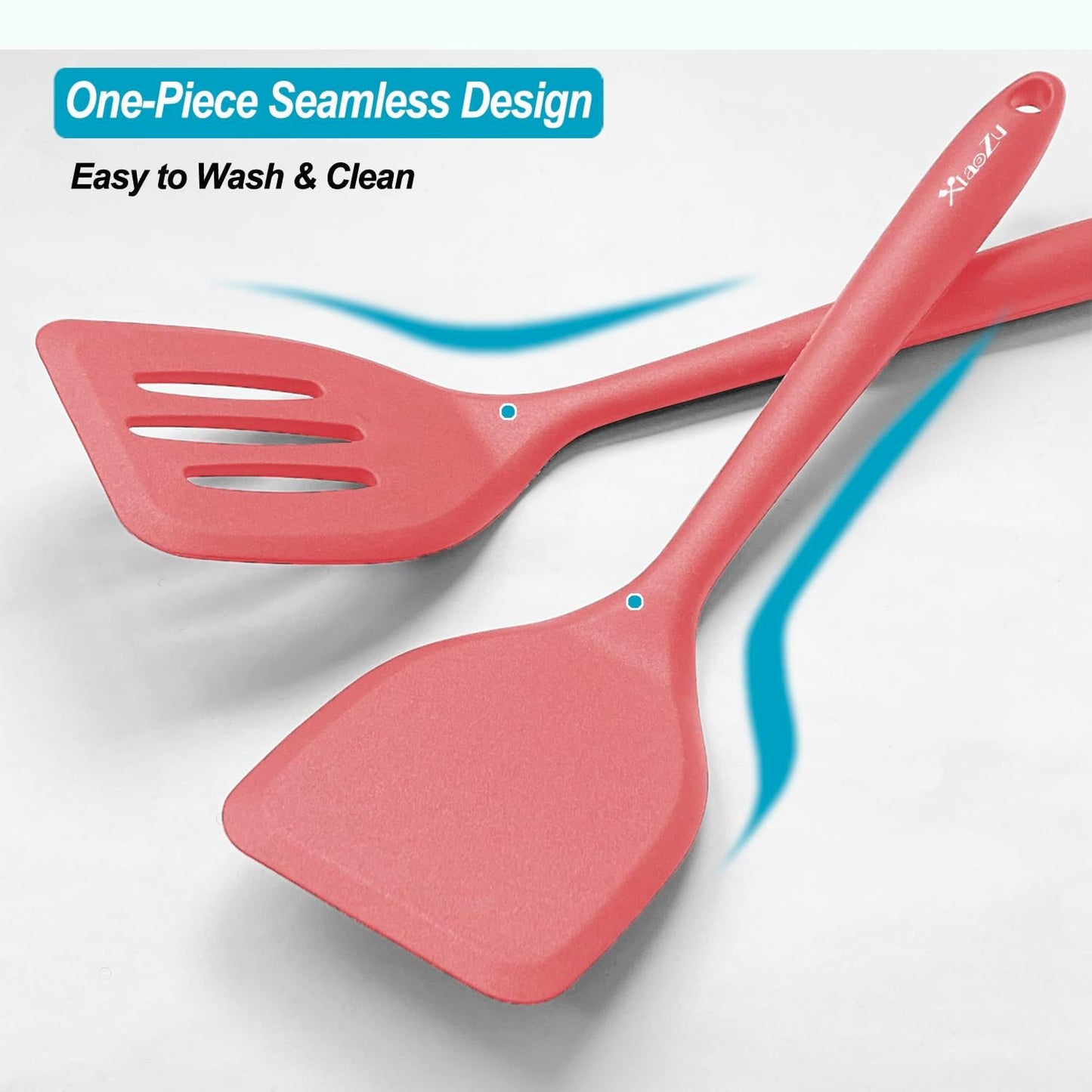 Silicone Spatula Turner Set, High Heat Resistant Spatulas with Seamless One Piece Design, Nonstick Rubber Flippers Utensils for Baking & Cooking,BPA-Free, Starry Blue,11IN