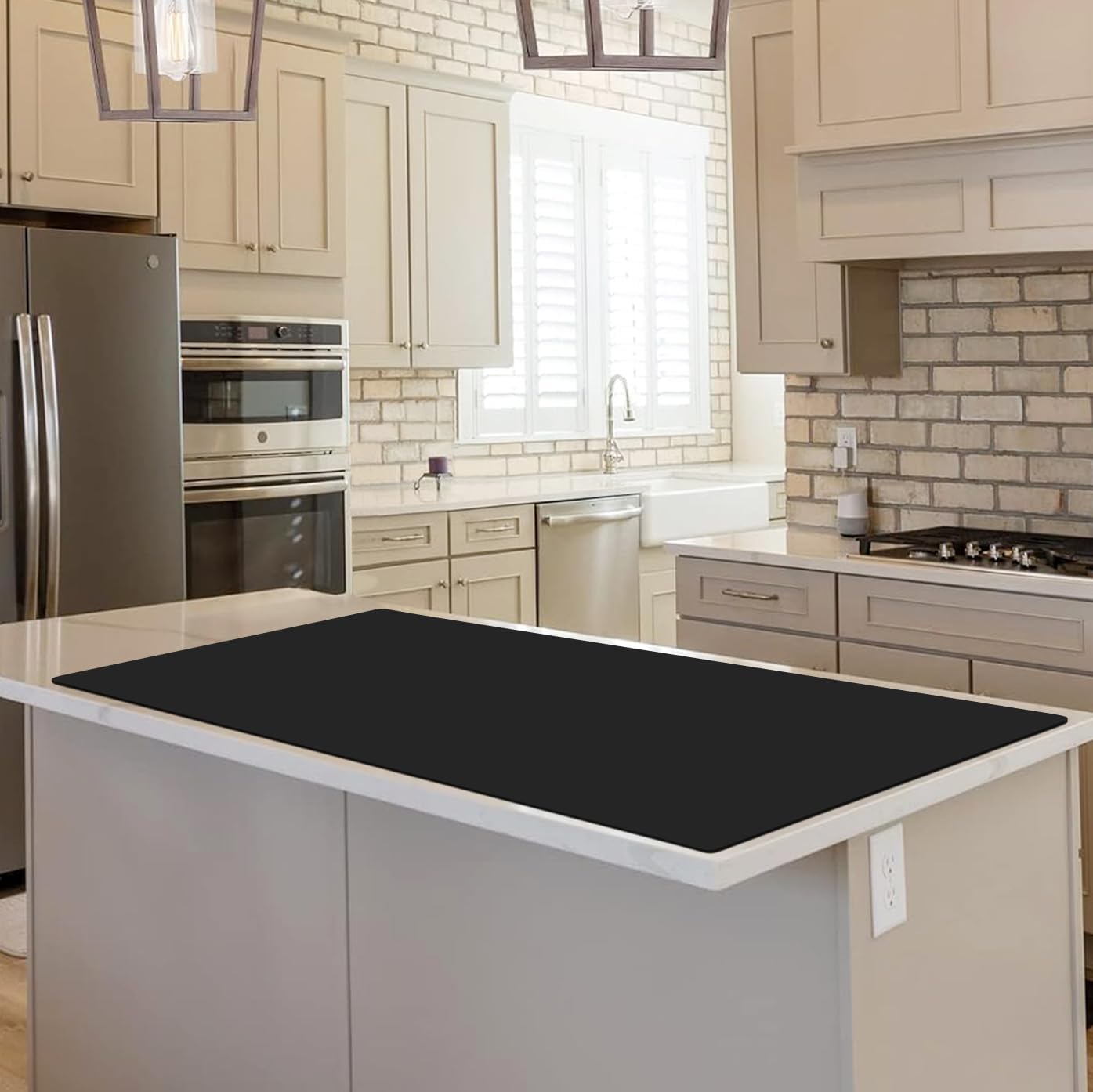 Standard Silicone Mat,Black Baking Mat-Food Grade Kids Dinner Table Placemat Non Slip Counter Mat with Raised Edges Heat Resistant Mat for Air Fryer Nonstick Pastry Dough Mat(1 Pack 23.6'' x 15.7'')