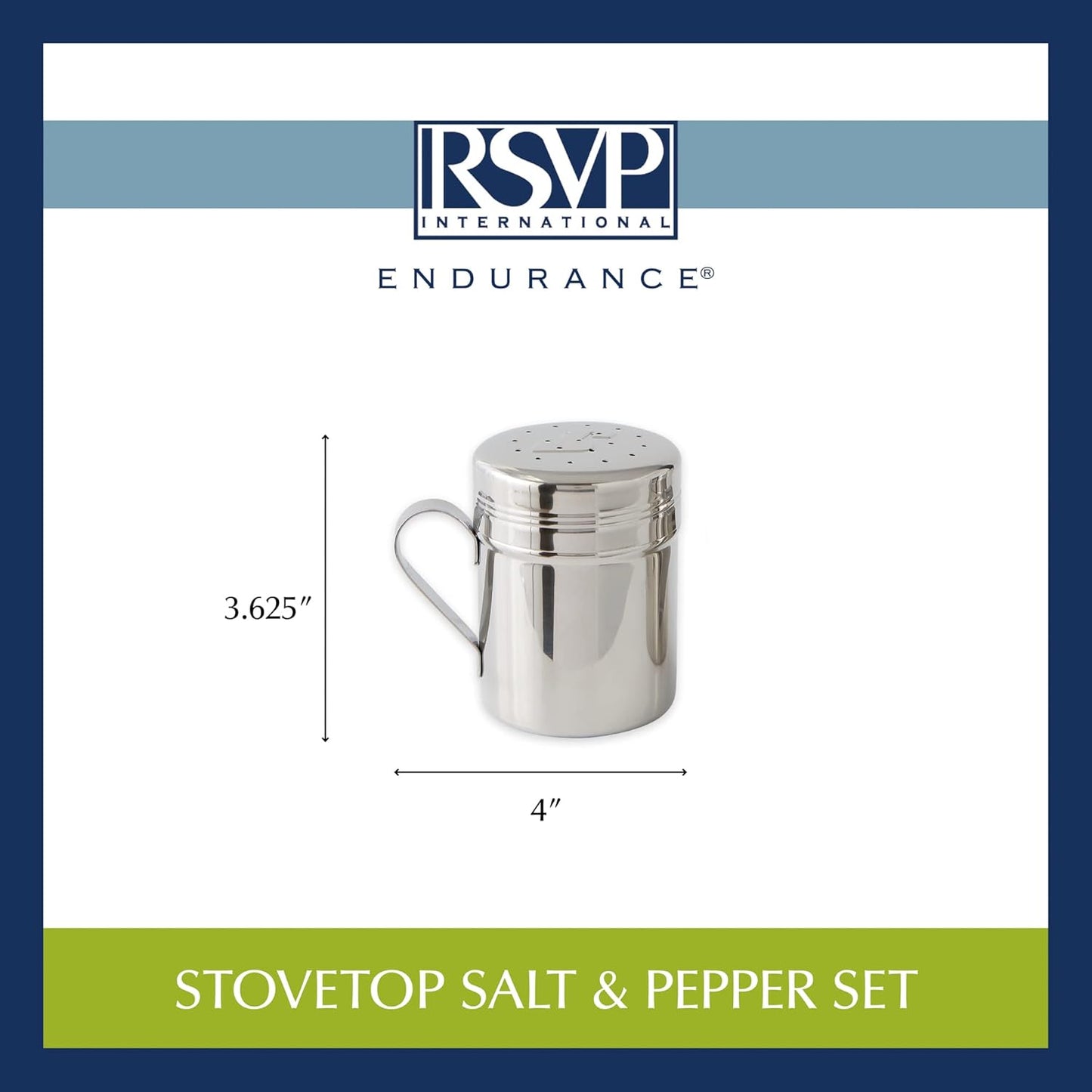 RSVP International Endurance Kitchen Shaker Collection Dishwasher Safe, All Purpose, 11 ounce, Stainless Steel
