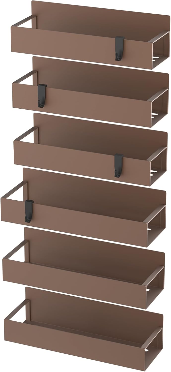 HuggieGems Metal 4 Pack Magnetic Spice Storage Rack Organizer for Refrigerator and Oven, Black Fridge Organizers and Storage, Metal