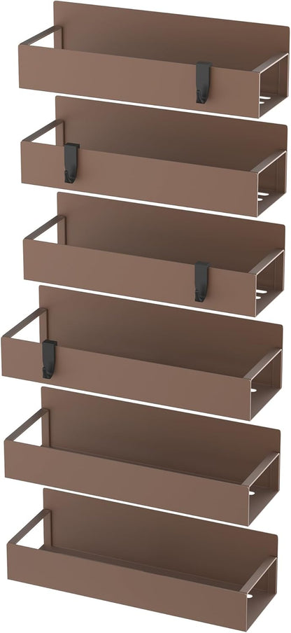 HuggieGems Metal 4 Pack Magnetic Spice Storage Rack Organizer for Refrigerator and Oven, Black Fridge Organizers and Storage, Metal