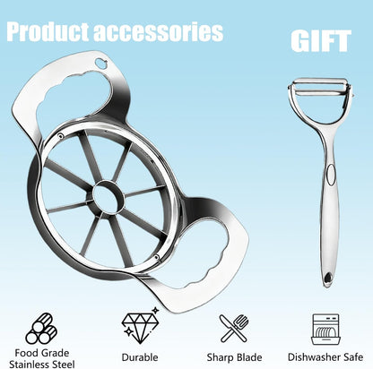 Apple Slicer,8 Blade Extra Large Apple Corer, Heavy Duty Stainless Steel Apple Cutter and Divider，Easy to Use, Time-Saving,Kitchen Tool (8 Blades)